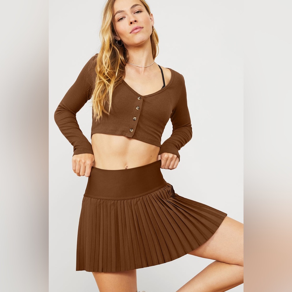 NWOT - Alo - Grand Slam Tennis Skirt - Brown - L